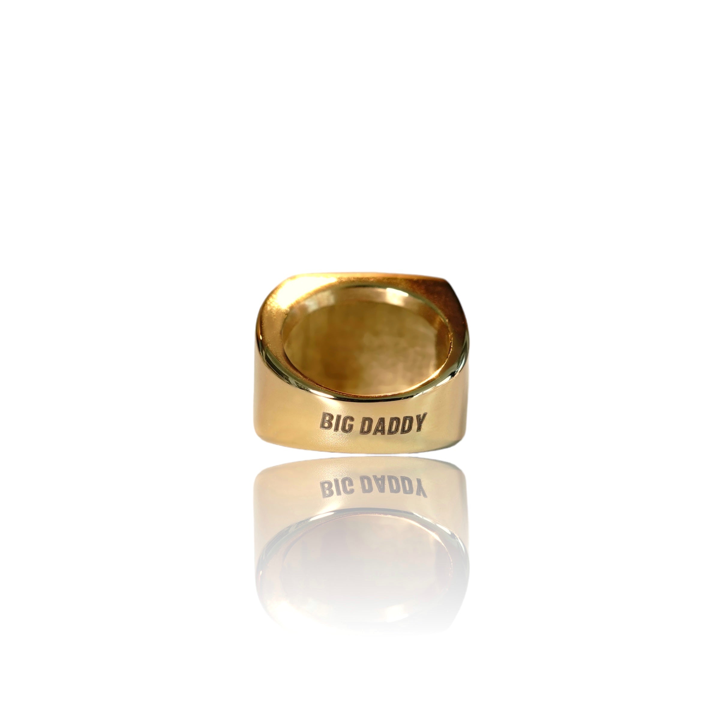 Big Daddy Iced Out Square Bling Gold Ring - Ring