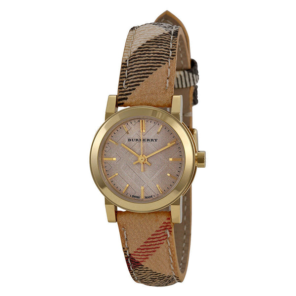 Burberry Champagne Dial Haymarket Check Fabric Ladies Watch Burberry BU9219 - BigDaddy Watches