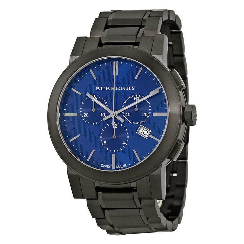 Burberry Chronograph Blue Dial Dark Grey Ion-plated Men's Watch BU9365 - BigDaddy Watches