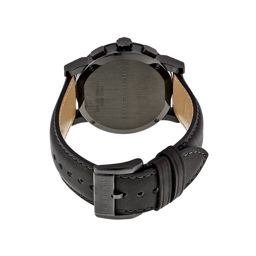Burberry Chronograph Dark Grey Dial Dark Grey Leather Men's Watch BU9364