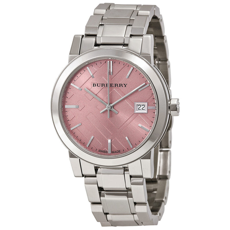 Burberry Pink Check Stamped Stainless Steel Ladies Watch BU9124 - BigDaddy Watches