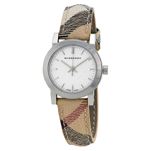 Burberry Silver Dial Check Fabric Strap Ladies Watch BU9222 - BigDaddy Watches