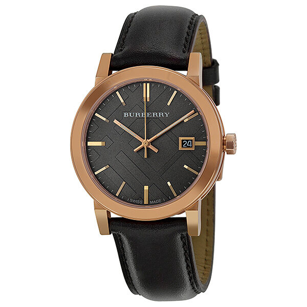 Burberry Taupe Check Pattern DialBrown Leather Strap Men's Watch BU9013 - BigDaddy Watches