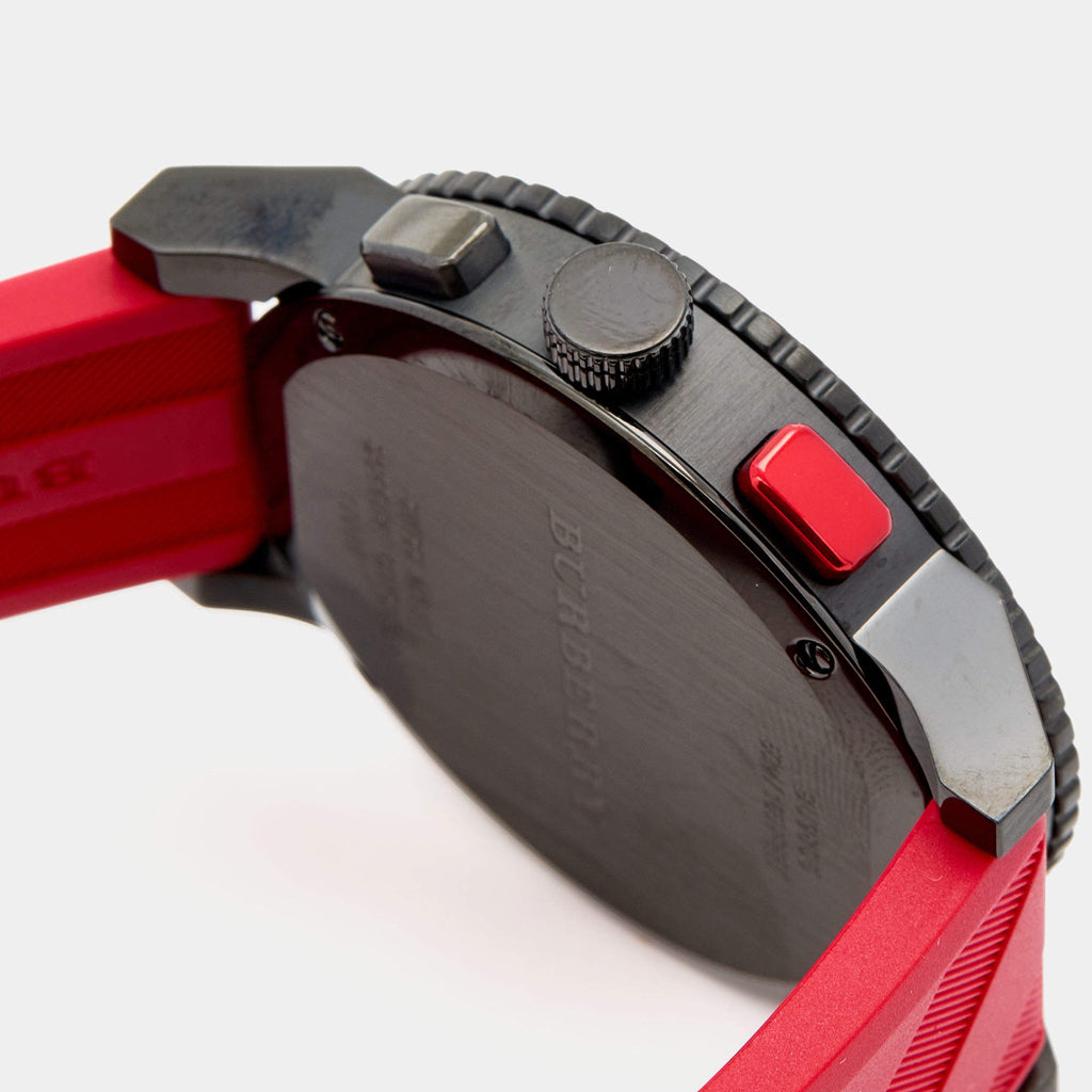 Burberry The City Chronograph Black Dial Red Rubber Strap Watch For Men - BU9805 BU9805 - Image 7