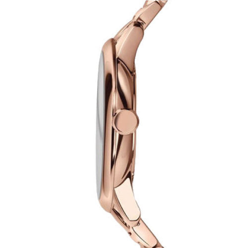 Burberry Classic BU10013 rose gold watch shown from the side profile