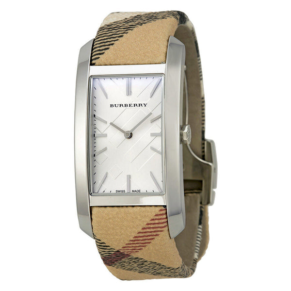 Burberry The Pioneer Silver Check-stamped Dial Haymarket Check Ladies Watch BU9406 - BigDaddy Watches