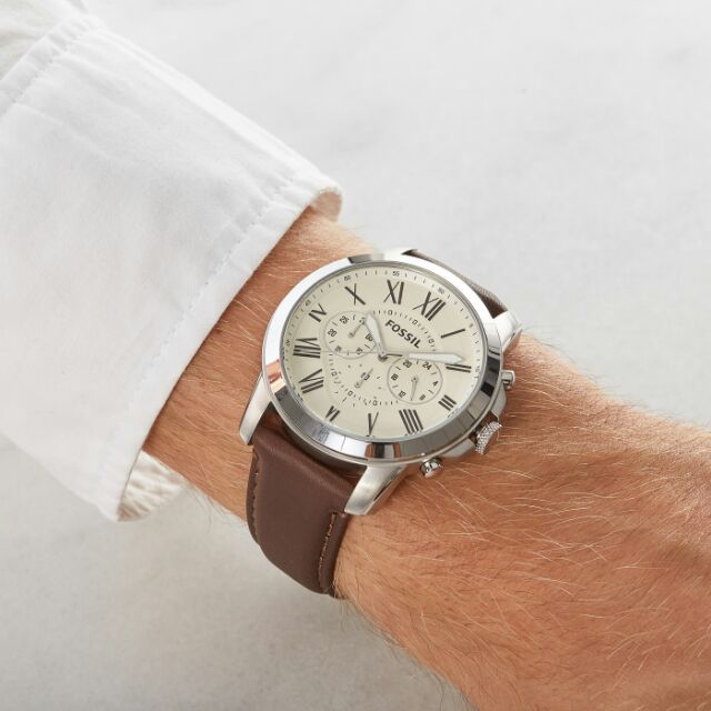 Fossil Grant Chronograph Brown Leather Men's Watch FS4735