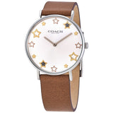 Coach Perry Quartz Crystal Silver Dial Brown Leather Ladies Watch 14503242 - BigDaddy Watches