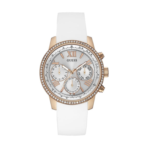 Guess Sport White Silicone Strap Rose Gold Women's Watch  W0616L1 - Big Daddy Watches