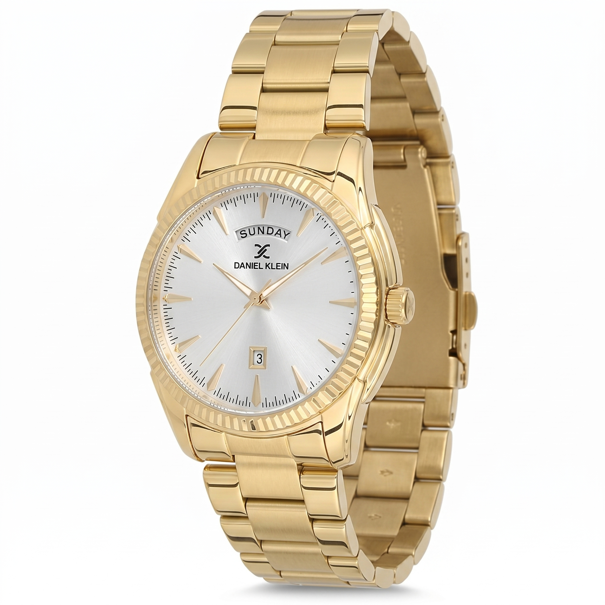 Daniel Klein Classic Day-Date White Dial Gold Watch - DK.1.13864-2