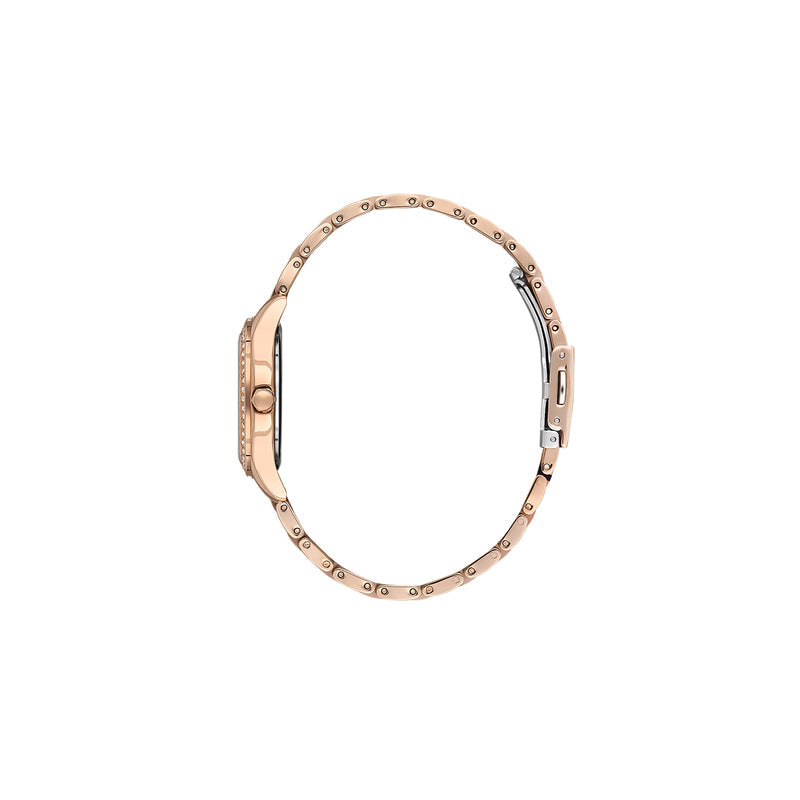 Daniel Klein rose gold ladies watch bracelet side profile showing link design