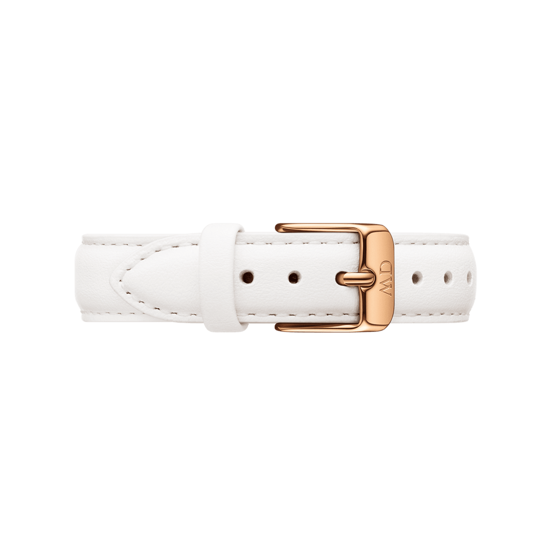 Daniel Wellington Petite 32mm Black Rose Gold Dial White Leather Strap DW00100283