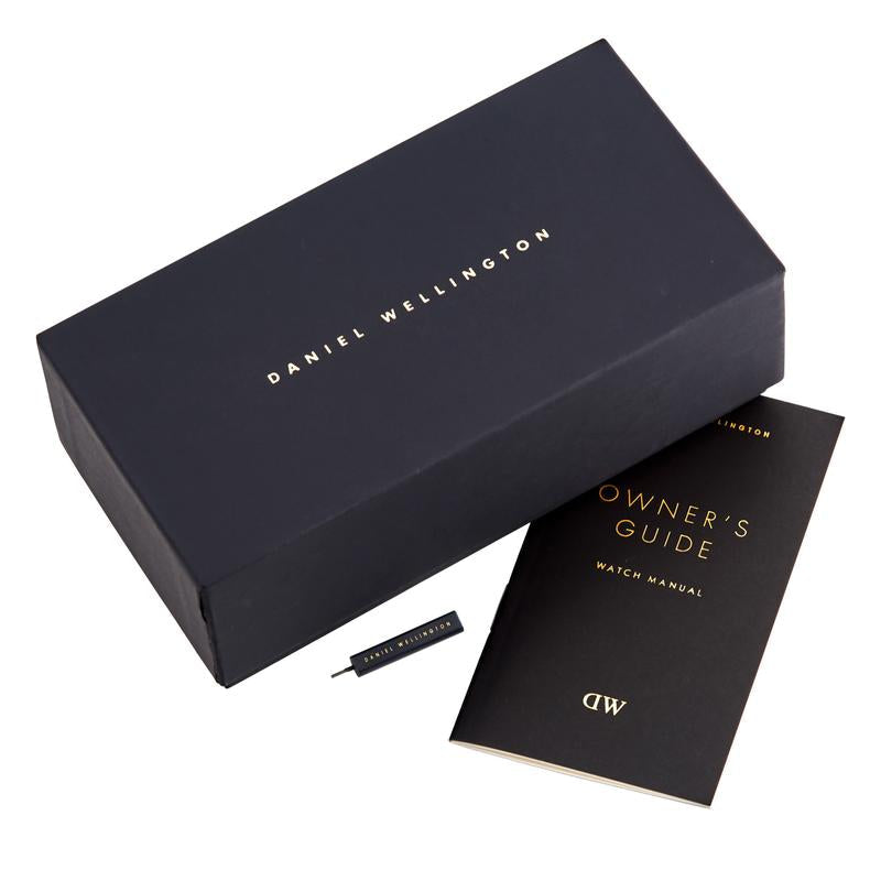 Daniel Wellington watch box and packaging with owner's guide and watch manual included