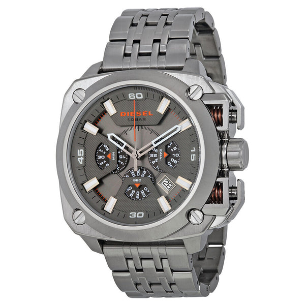 Diesel BAMF Chronograph Grey Dial Grey Ion-plated Men's Watch DZ7344 - BigDaddy Watches