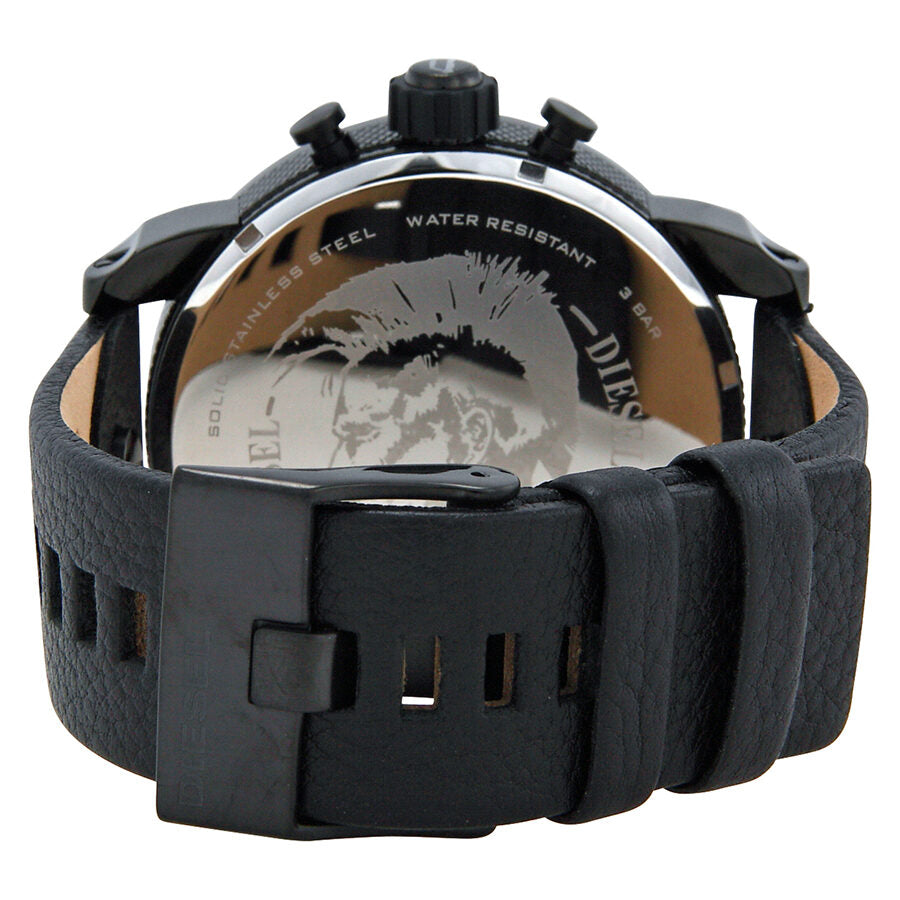 Diesel Big Daddy Chronograph Iridescent Dial Black Leather Men's Watch DZ7257