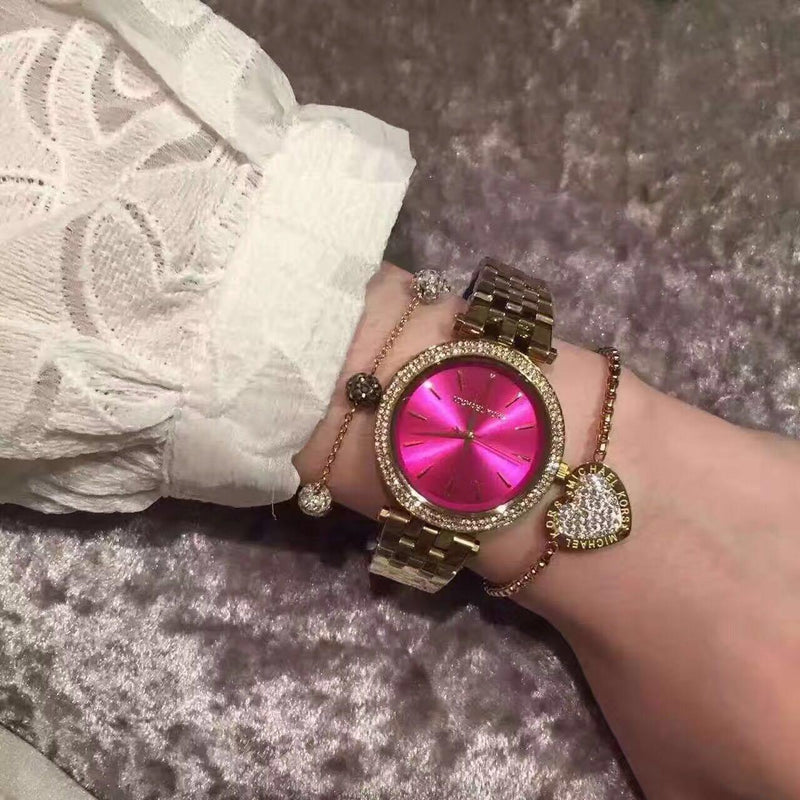 Michael Kors Darci Fuchsia Dial Gold-tone Ladies Watch MK3444