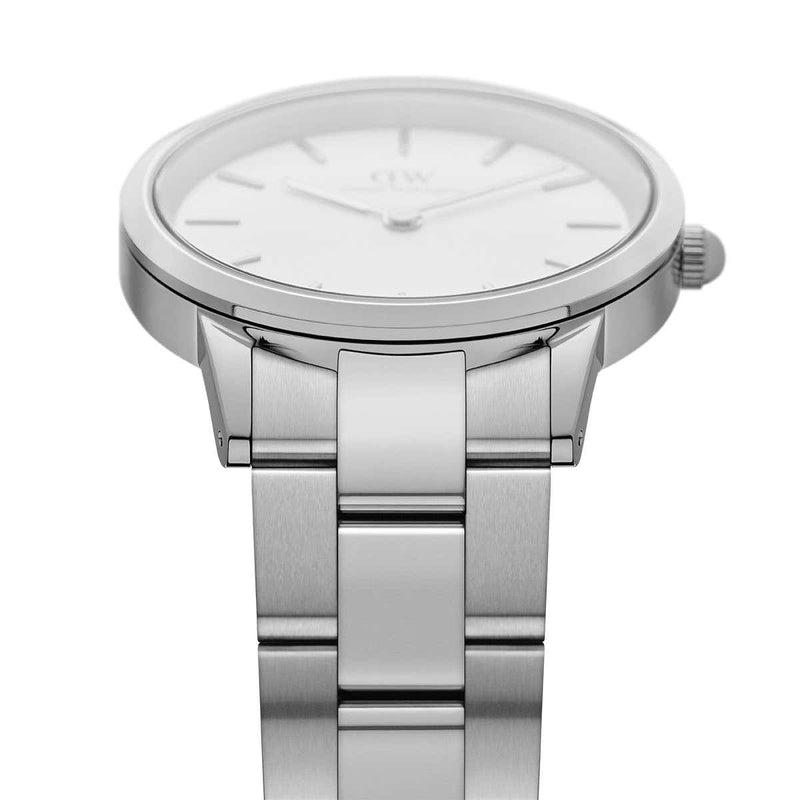 Daniel Wellington White Iconic Link 28mm Ladies Silver Watch DW00100207