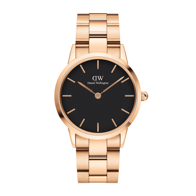 Daniel Wellington Watch Black Iconic Link 36mm Rose Gold DW00100210
