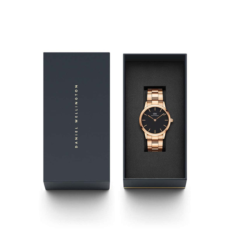 Daniel Wellington Watch Black Iconic Link 36mm Rose Gold DW00100210