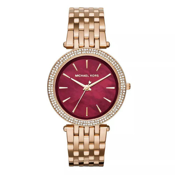 Michael Kors Darci Red Swarovski Dial Rose Gold Ladies Watch MK3378