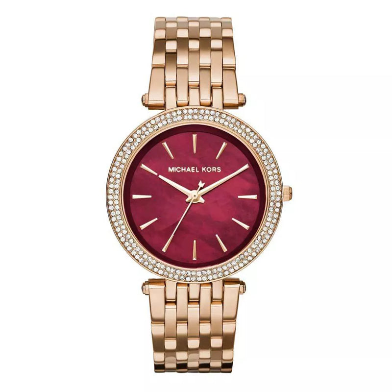 Michael Kors Darci Red Swarovski Dial Rose Gold Ladies Watch MK3378