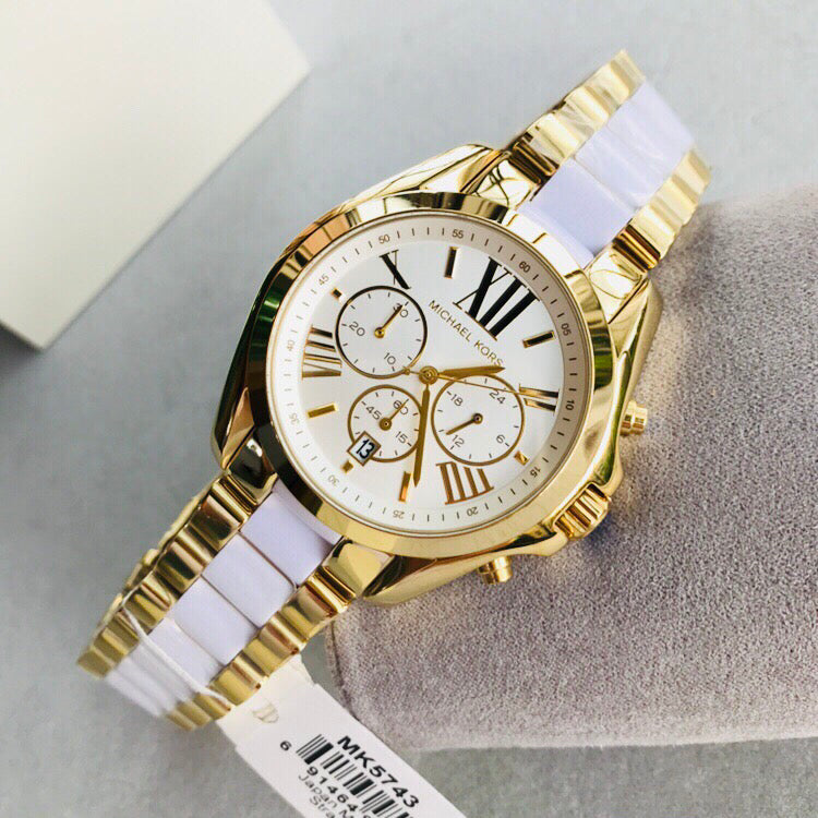 Michael Kors Bradshaw Chronograph Dial Two-tone Ladies Watch MK5743 Water resistance: 50 meters / 165 feet Movement: Quartz  