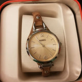 Fossil Georgia Beige Dial Sand Tan Leather Strap Ladies Watch ES2830