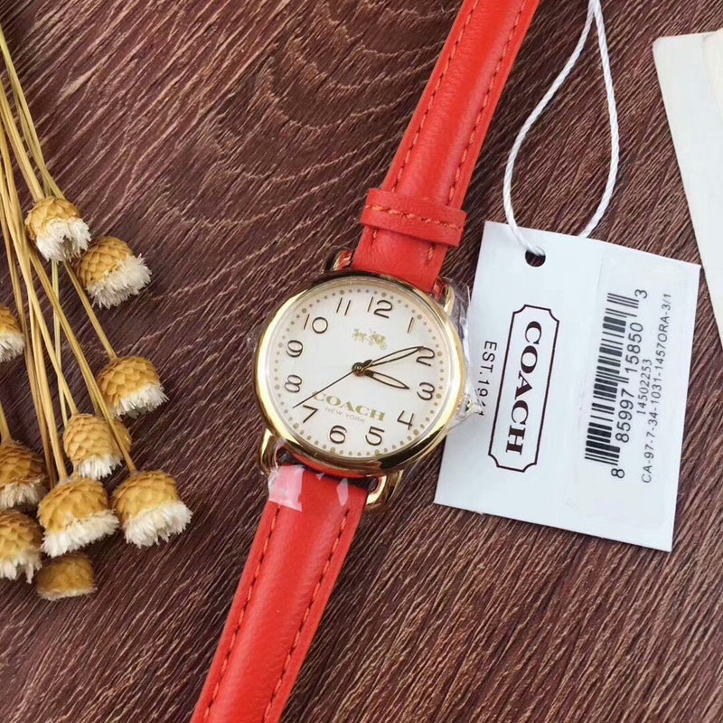 Coach Delancey Silver Dial Red Leather Strap Ladies Watch 14502253