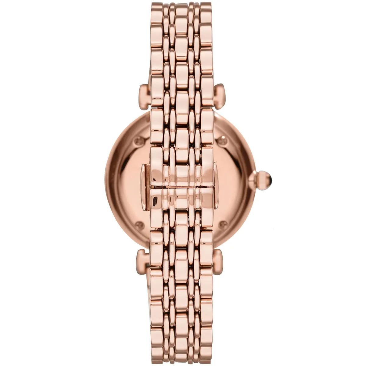 Emporio Armani AR11206 caseback showing rose gold case back with eagle logo