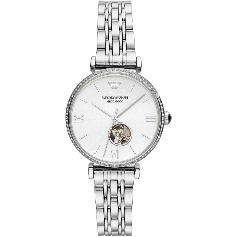 Emporio Armani Automatic Crystal Silver Dial Ladies Watch #AR60022 - Big Daddy Watches