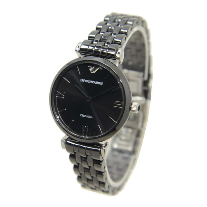 Emporio Armani Ceramica Black Dial Black Ceramic Quartz Ladies Watch A Big Daddy Watches