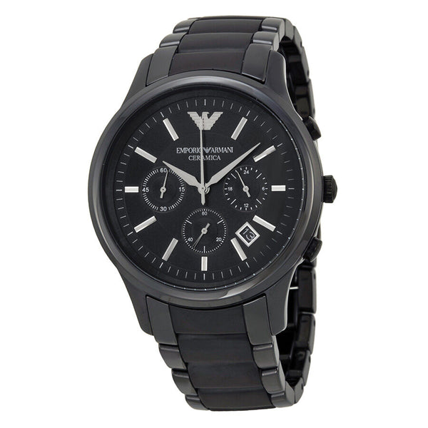 Emporio Armani Ceramica Chronograph Black Dial Men's Watch AR1452 - BigDaddy Watches