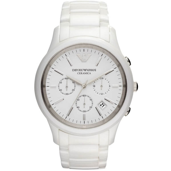 Emporio Armani Ceramica Chronograph White Dial Men's Watch AR1453 - BigDaddy Watches