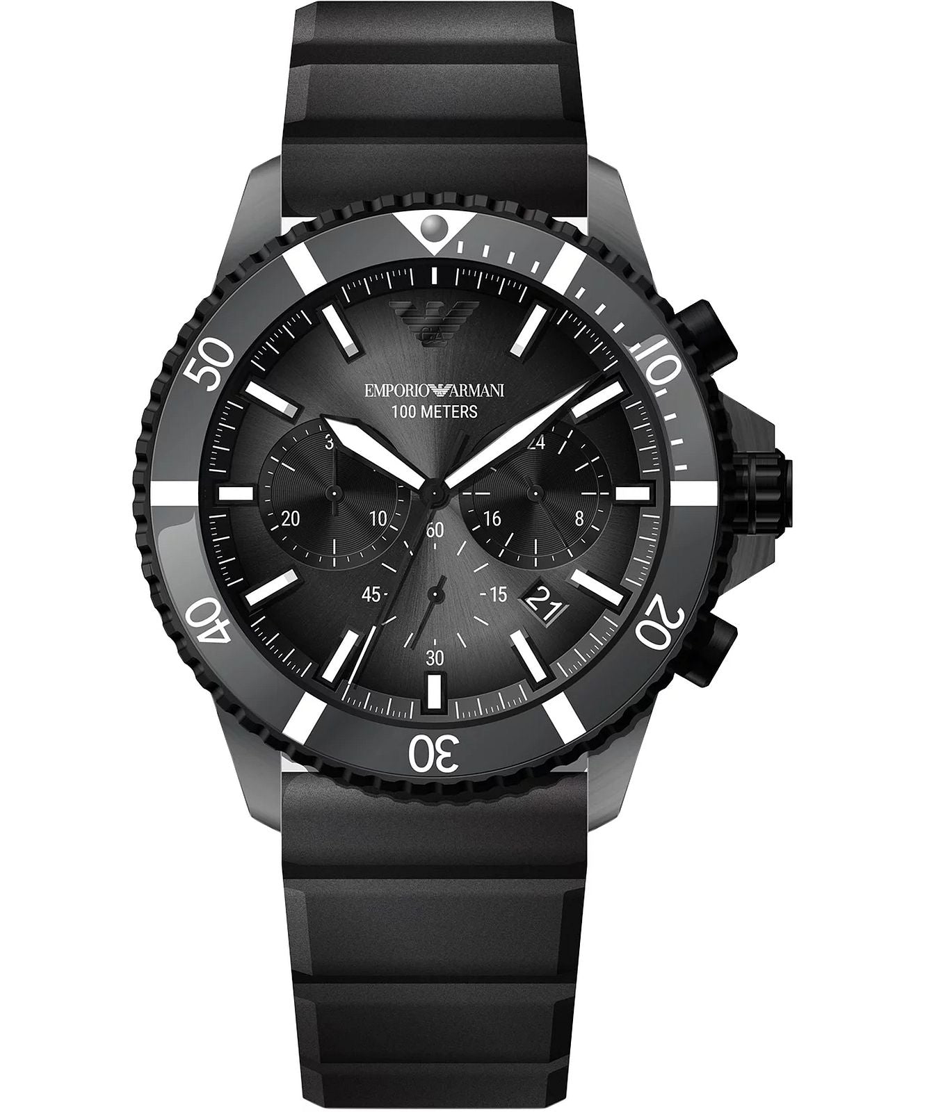 Emporio Armani Chronograph Black Silicone Men's Watch  AR11515 - The Watches Men & CO