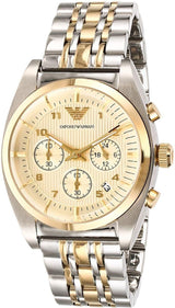 Emporio Armani Classic Silver Dial Two-tone Chronograph Men's Watch AR0396