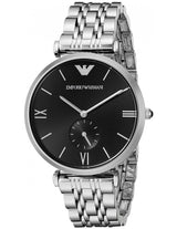 Emporio Armani Retro Black Dial Silver Watch AR1676