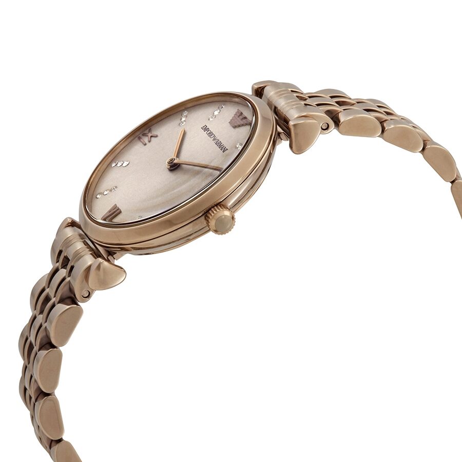 Emporio Armani Gianni T-Bar Crystal Rose Dial Women's Watch - AR11059