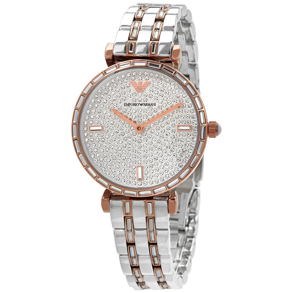 Emporio Armani Gianni T-Bar Quartz Silver Dial Ladies Watch #AR11293 - Big Daddy Watches