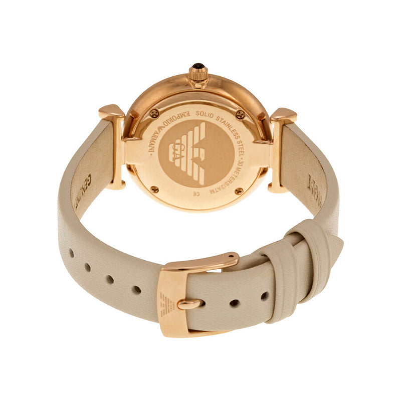 Emporio Armani Light Brown Dial White Leather Ladies Watch 1769 - BigDaddy Watches #3
