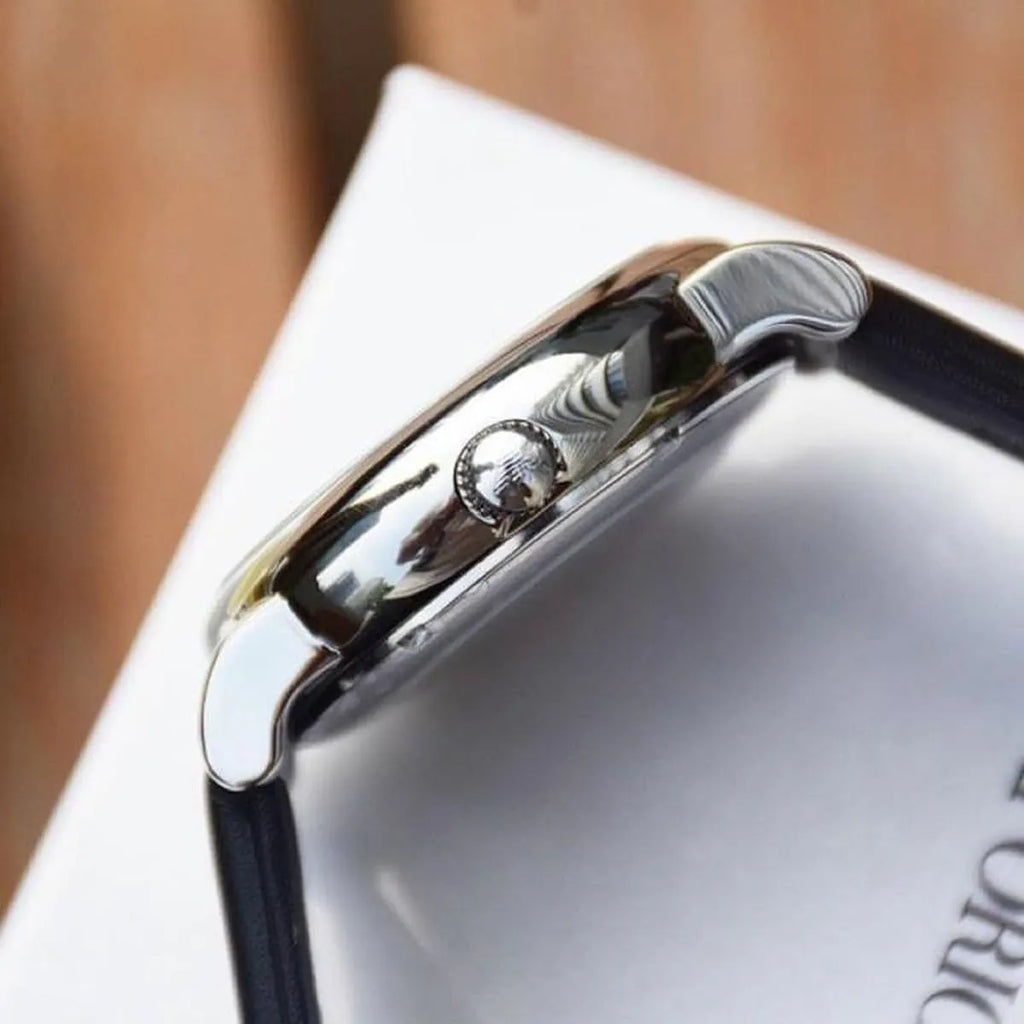 EMPORIO ARMANI Meccanico Black Leather Strap Black Dial Automatic Watch Luigi AR60040