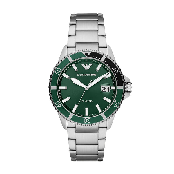 Emporio Armani Green Dial Silver Men's Watch  AR11338 - Big Daddy Watches