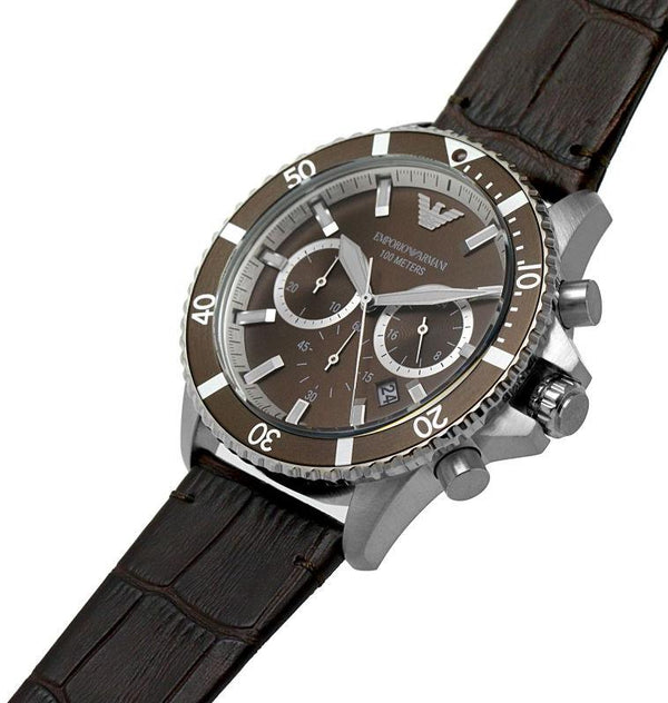 Emporio Armani Chronograph Brown Leather Men's Watch AR11486 - Big Daddy Watches #2