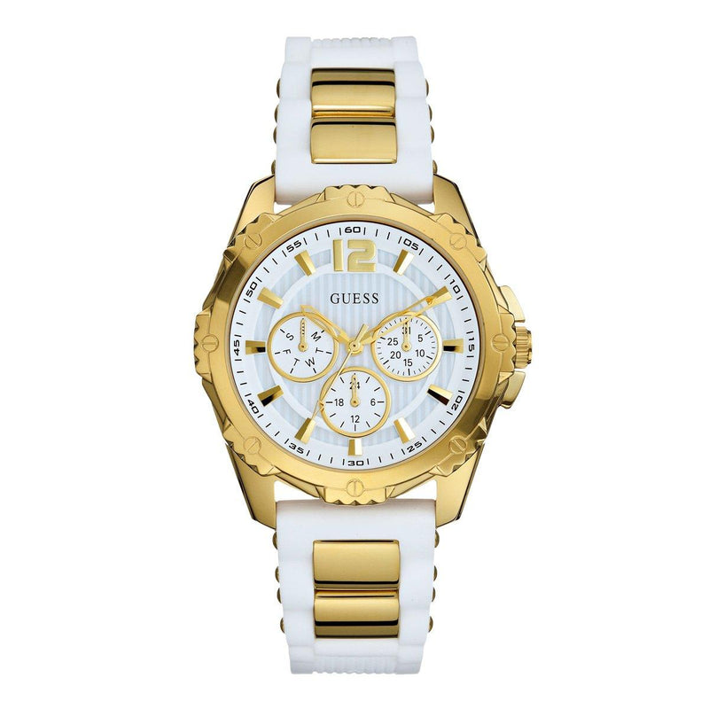 Guess Women's White Dial Silicone Band Women's Watch  W0325L2 - Big Daddy Watches