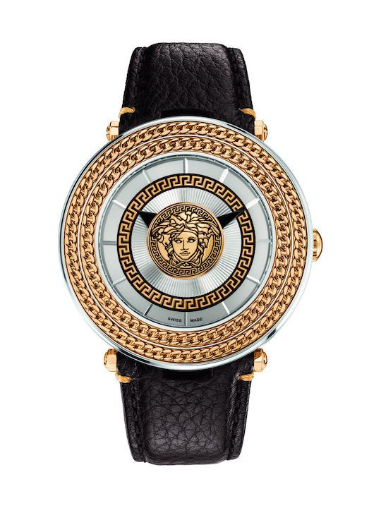Versace V-Metal Icon Brown Leather Strap Men's Watch VQL010015 - Big Daddy Watches #2