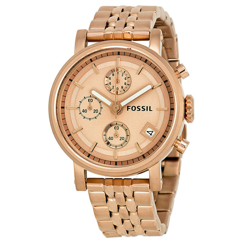 Fossil Boyfriend Chronograph Rose Gold-tone Dial Ladies Watch ES3380