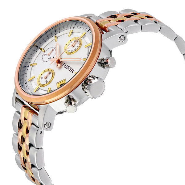 Fossil Boyfriend Chronograph Silver Dial Tri- tone Ladies Watch ES3840 - BigDaddy Watches #2