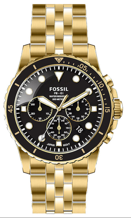 Fossil FB-01 Chronograph Quartz Black Dial Watch - FS5836