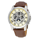 Fossil Grant White Dial Brown Leather Men's Watch ME3027