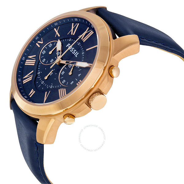 Fossil Grant Multi-Function Navy Dial Leather Strap Men's Watch FS4835