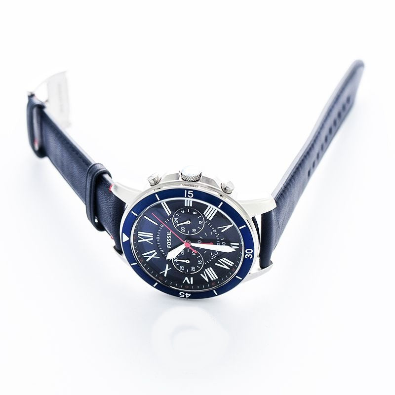 Fossil Grant Sport Blue Leather Strap Men's Watch FS5373